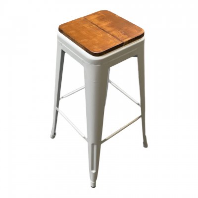 Barkruk Wit metaal en hout